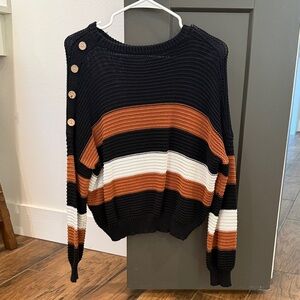 Lumiere Black and Brown Striped Sweater